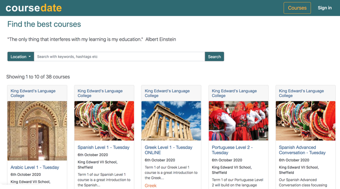 Cover Image for King Edward VII School Language College uses the Coursedate online course booking system